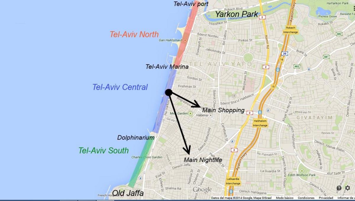 Karte von Tel Aviv-Jaffa Nachtleben