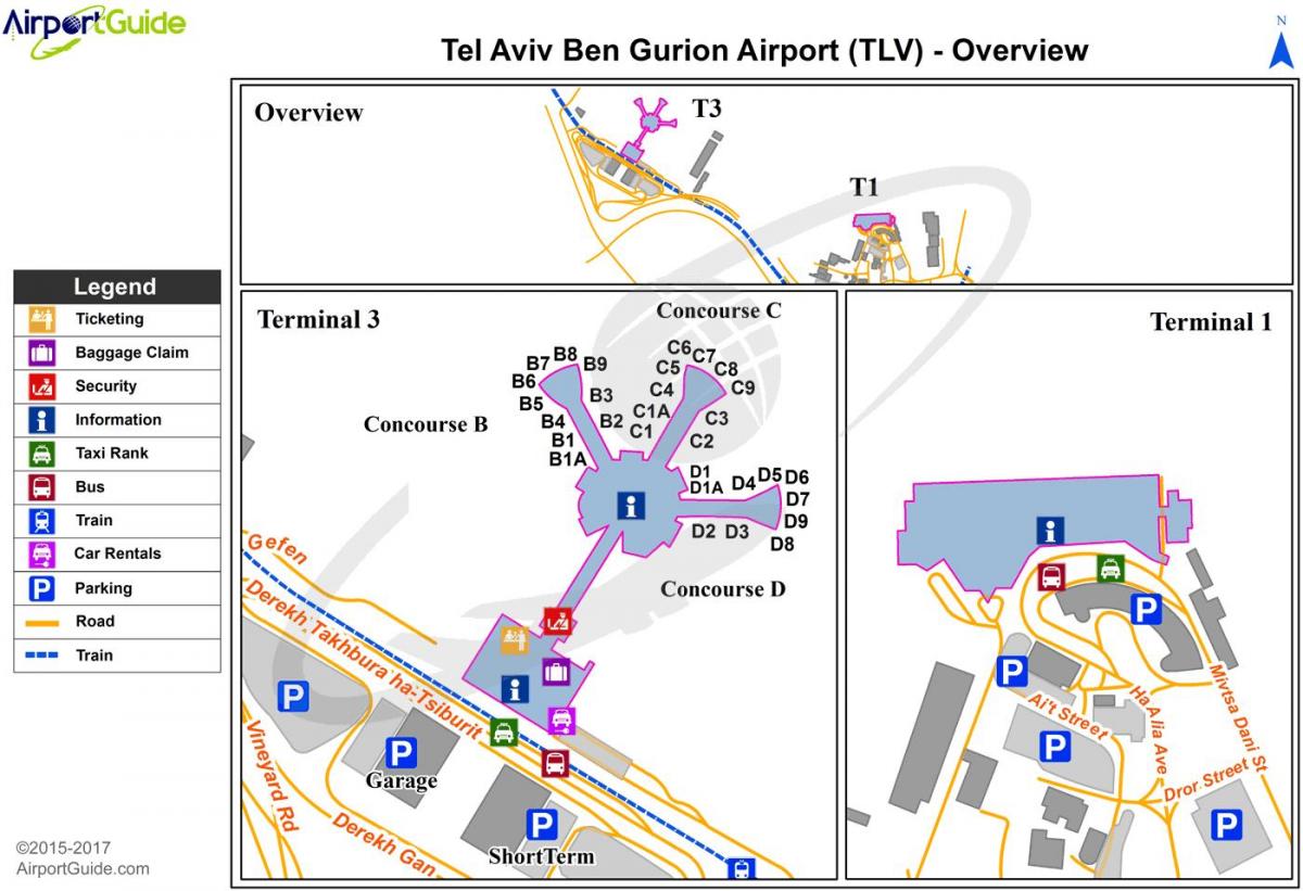 ben-gurion-Flughafen terminal 3 Karte anzeigen